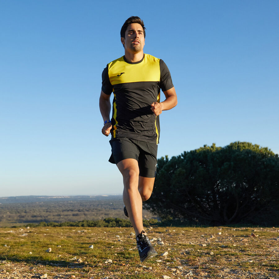 Camiseta manga corta hombre R-Trail Nature amarillo negro