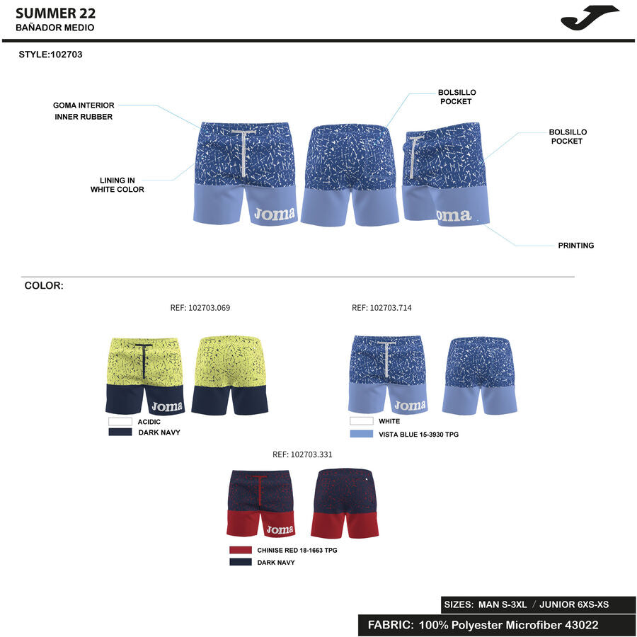 Bañador bermuda hombre Pints royal azul