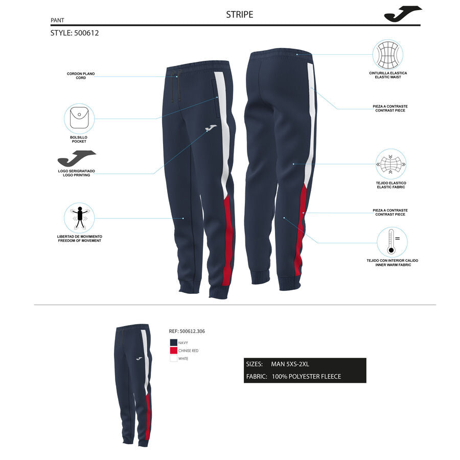 Pantalón largo hombre Stripe marino rojo