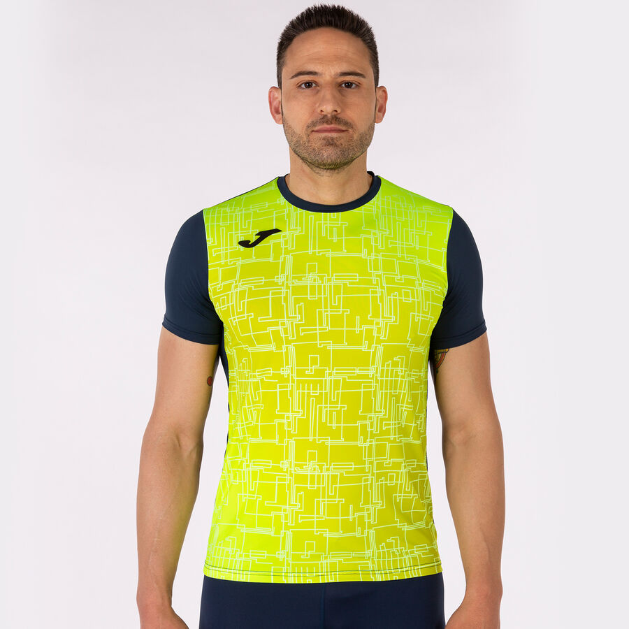 Camiseta manga corta hombre Elite VIII marino amarillo flúor