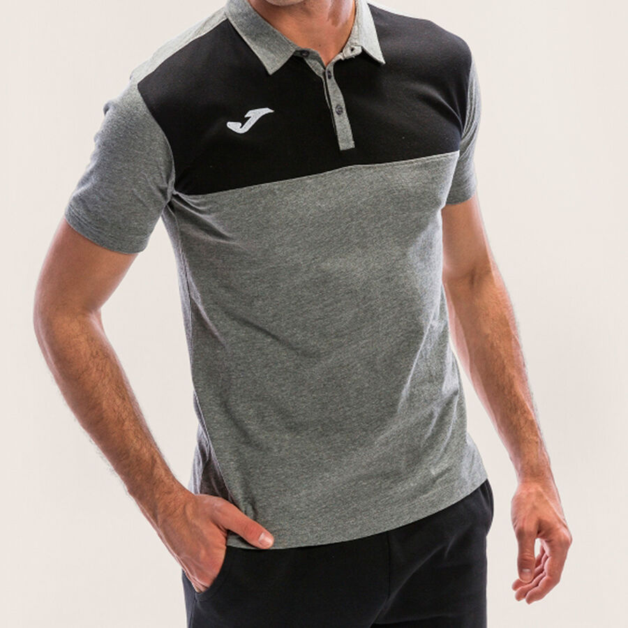 Polo manga corta hombre Winner gris melange negro