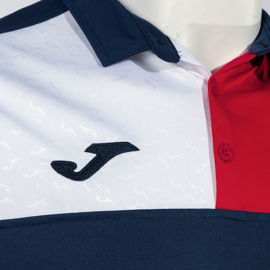 Polo manga corta hombre Crew V rojo marino