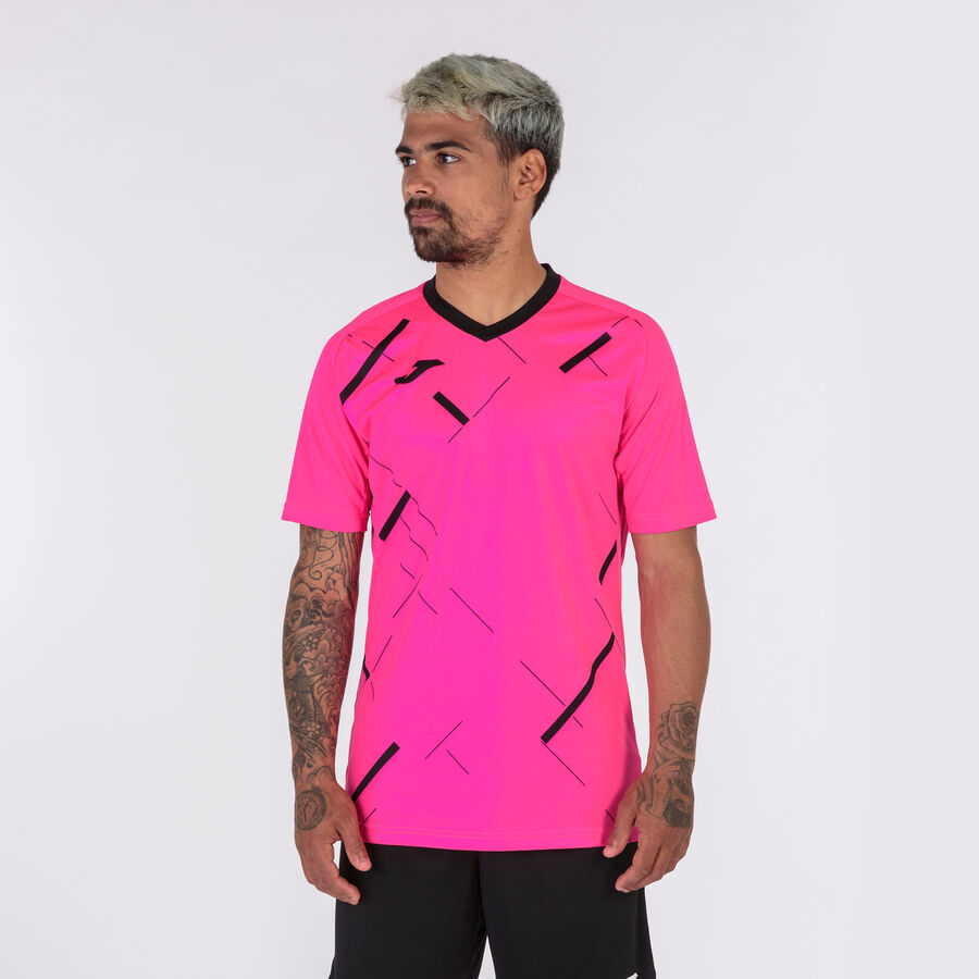 Camiseta manga corta hombre Tiger III rojo amarillo flúor