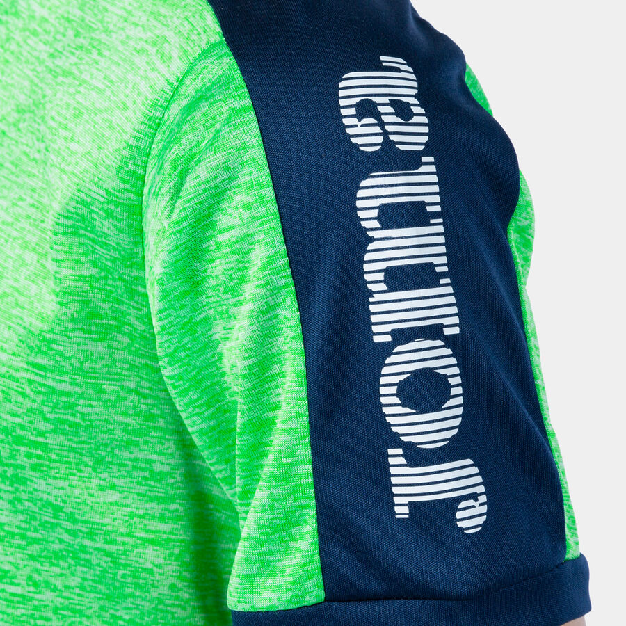 Camiseta manga corta hombre Escanu verde flúor gris melange marino