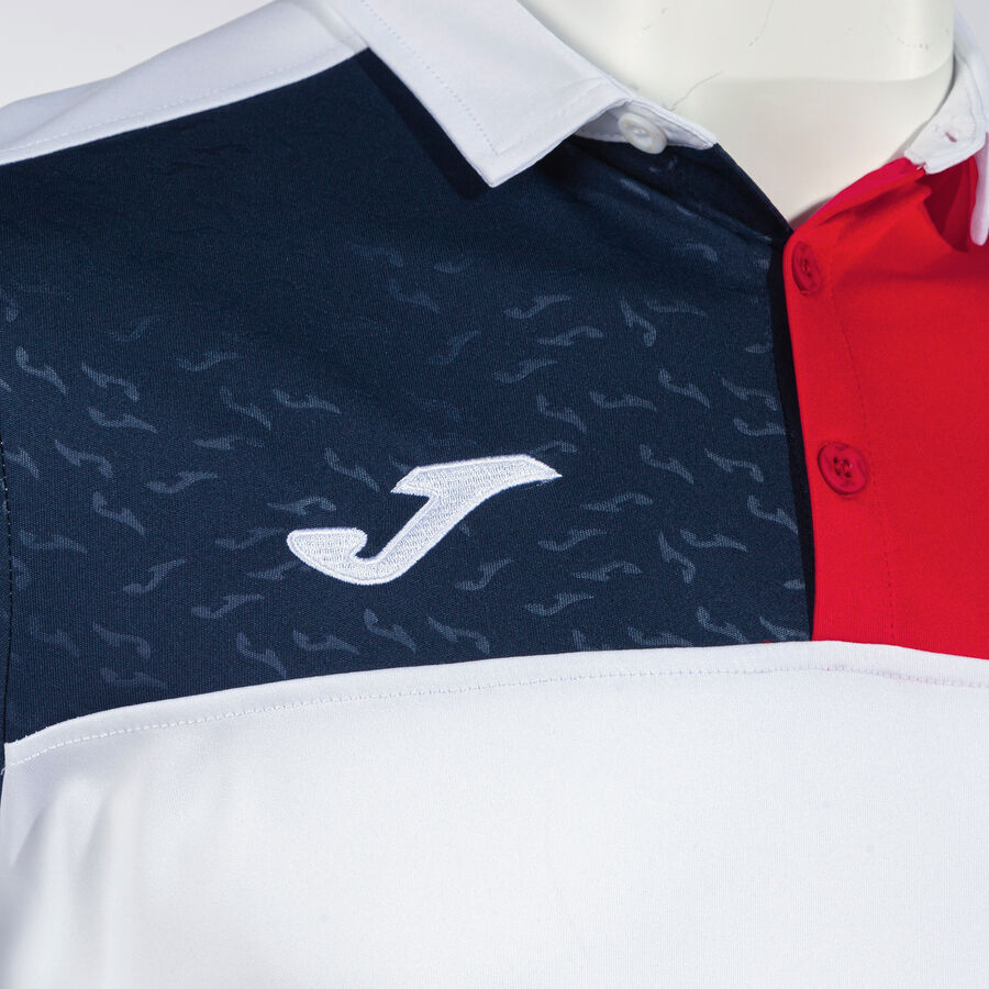 Polo manga corta hombre Crew V rojo marino